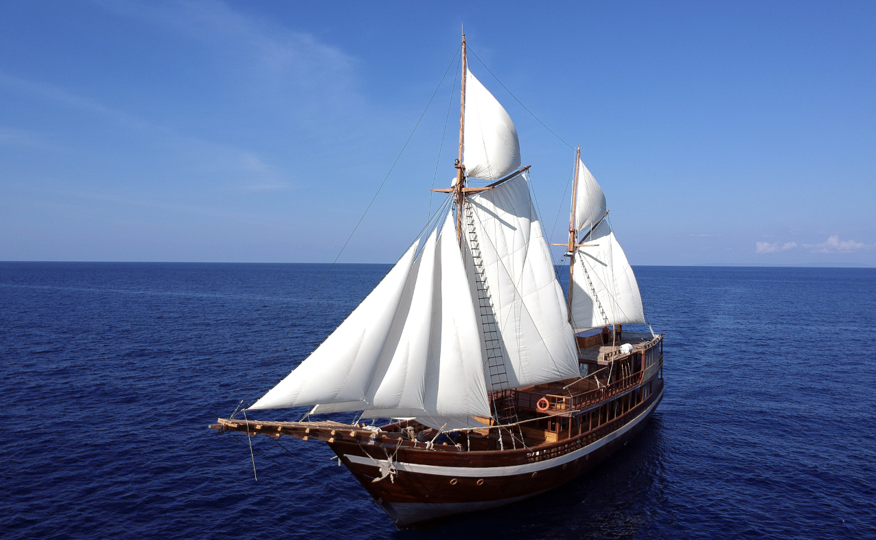 full view of our Coralia Liveaboard in Indonesia