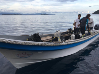 boat for diving from our cruise ship Coralia in Indonesia
