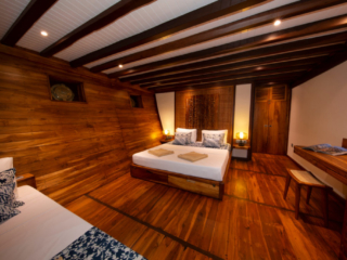 cabin with one double bed on our Coralia Liveaboard in Indonesia
