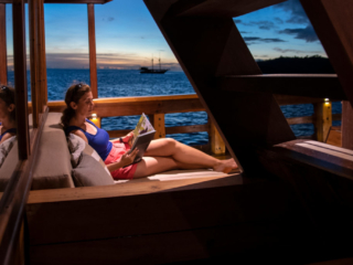 area for reading and sunbathing on our Coralia Liveaboard in Indonesia