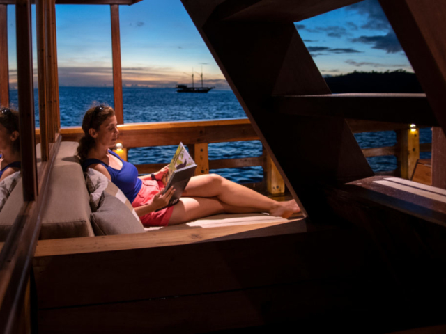 area for reading and sunbathing on our Coralia Liveaboard in Indonesia
