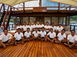 the friendly team of our cruise ship Coralia in Indonesia