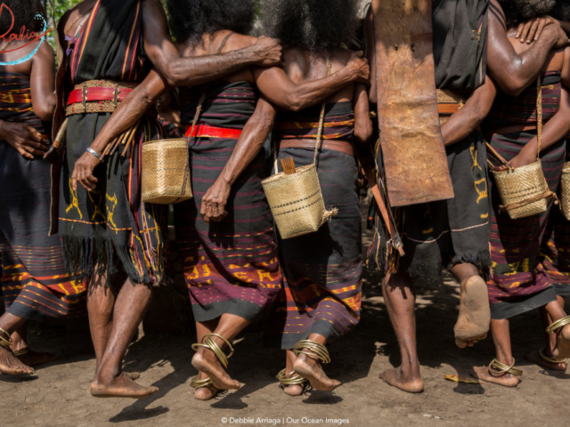 Abui tribe traditional dance in Alor shown from the back
