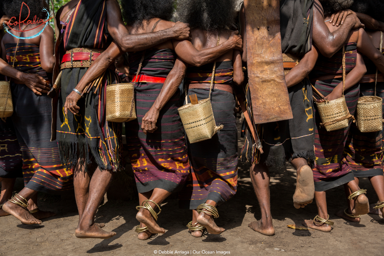 Abui tribe traditional dance in Alor shown from the back