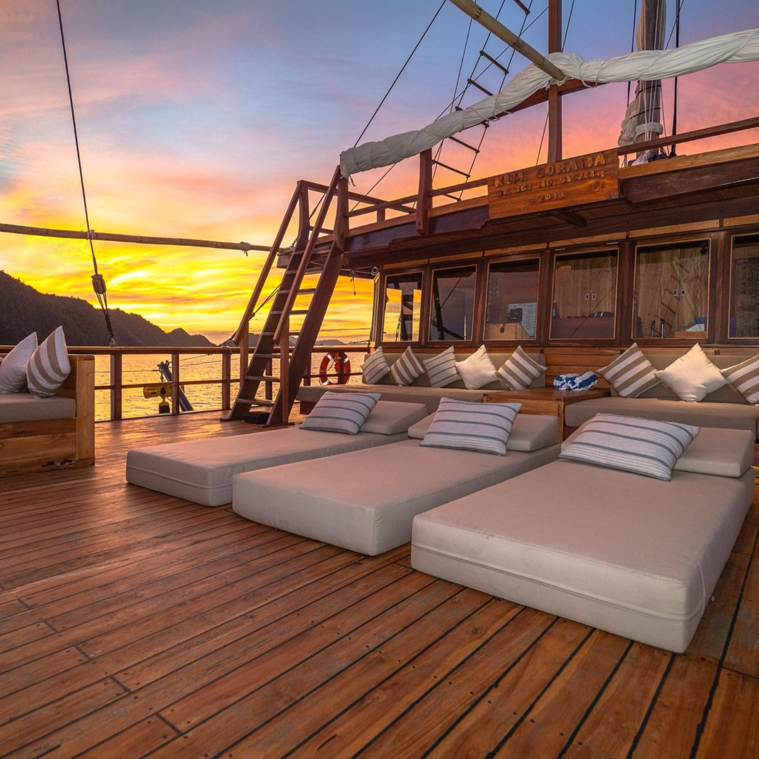 Relaxing on the upper deck of Coralia Liveaboard