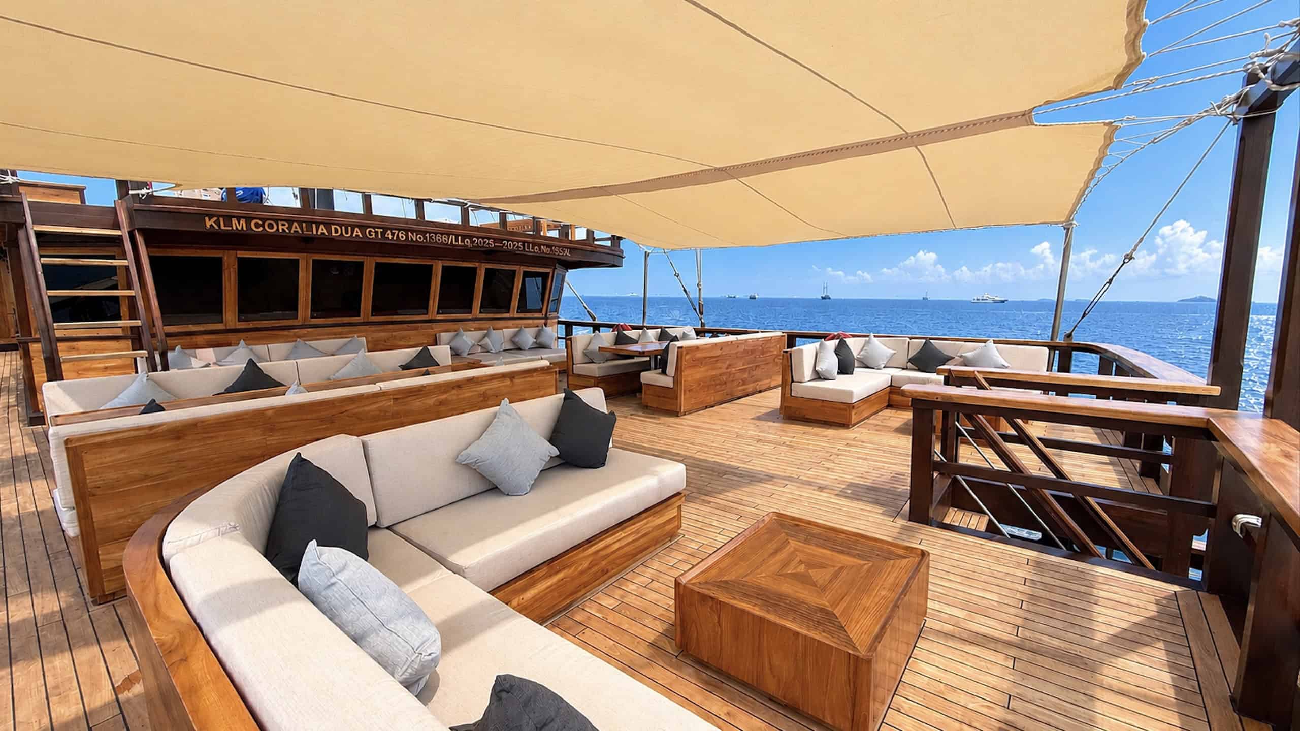 Upper deck seating area of Coralia Dua